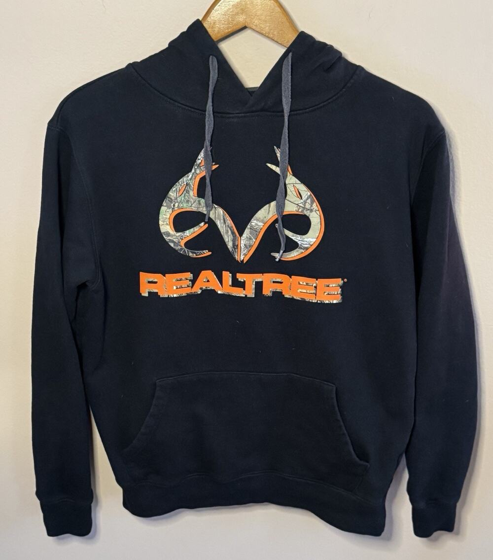 Realtree Black Hoodie Pullover Small Camo Hunting Outdoor Fishing